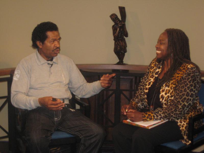 Bobby Rush on the set with Sade Turnipseed